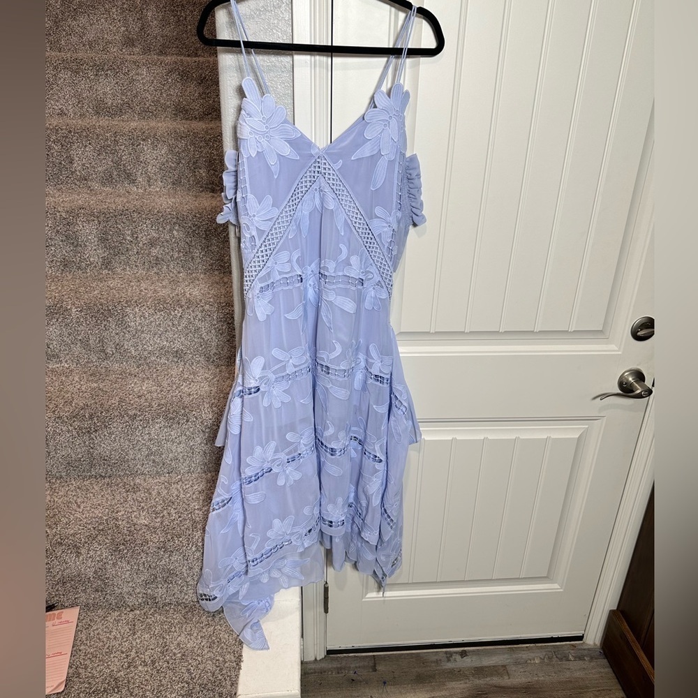 SELF-PORTRAIT Blue Floral Embroidered Midi Dress - Picture 5 of 16